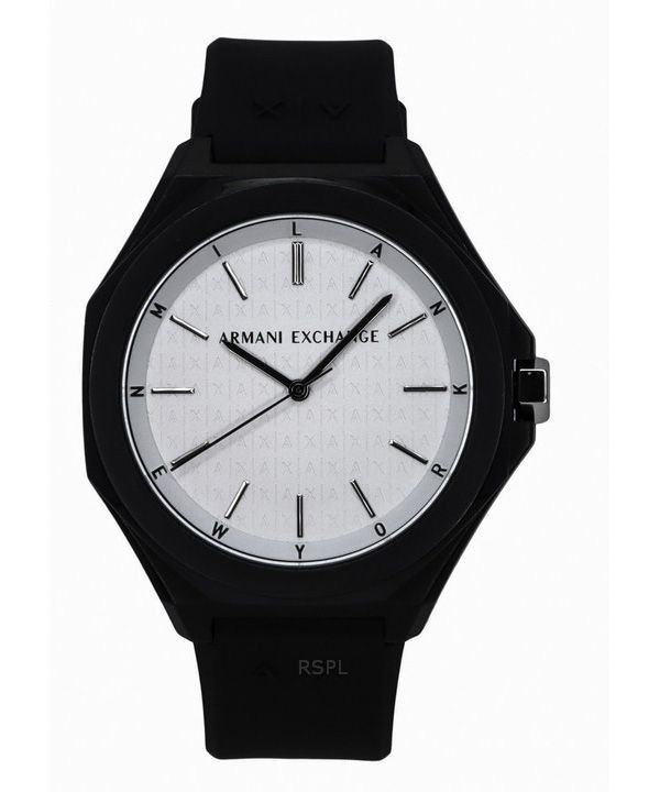 Armani Exchange AX4600 Herrenuhr mit Silikonarmband und weißem Zifferblatt, Quarz