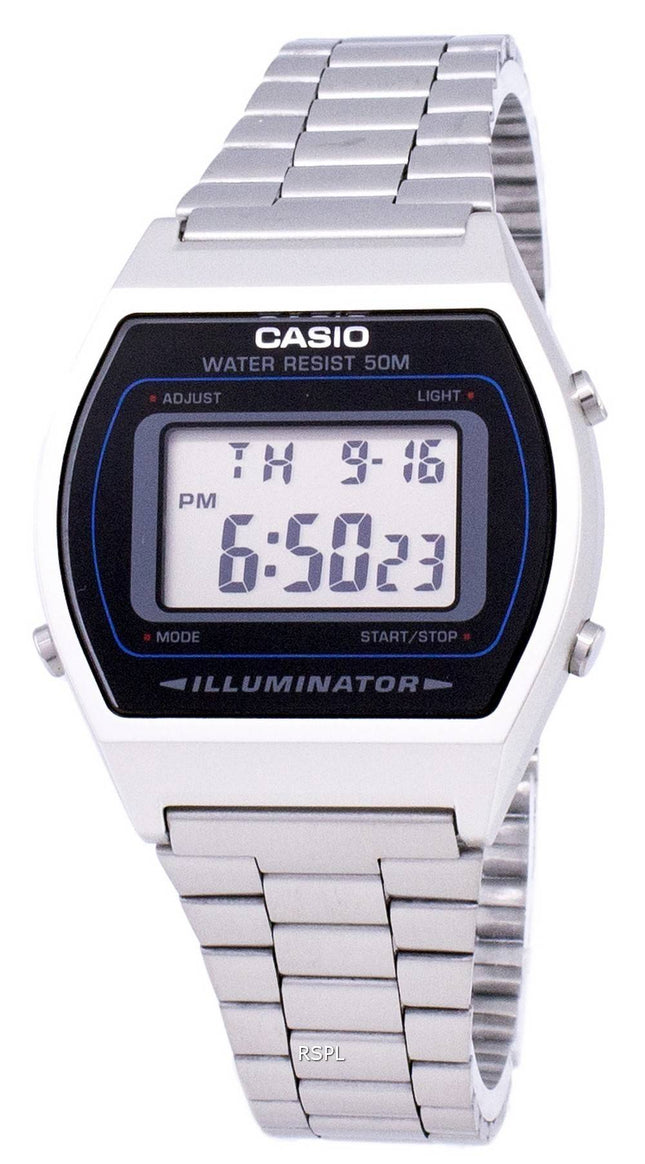 Casio Digital Quarz Edelstahl Illuminator B640WD-1AVDF B640WD-1AV Herrenuhr