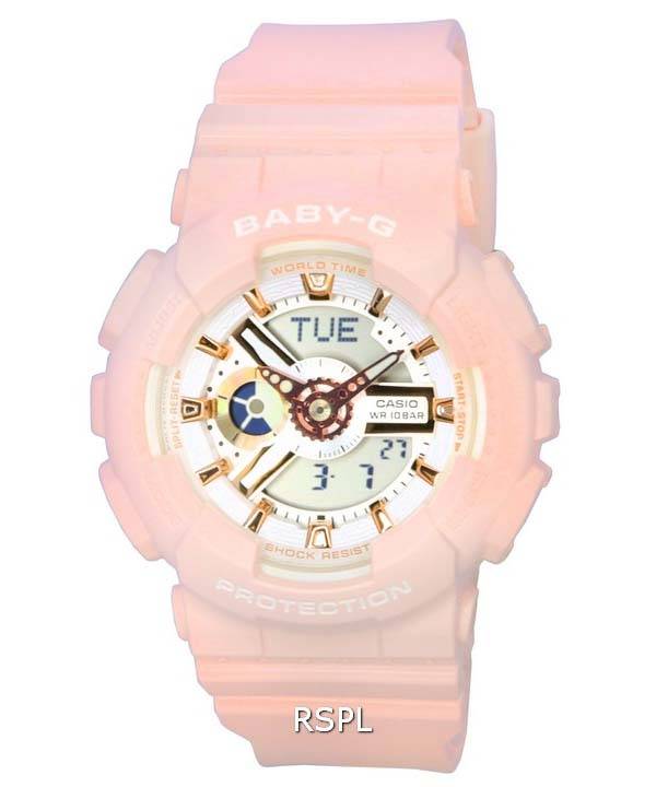 Casio Baby-G Analog Digital Weißes Zifferblatt Quarz BA-110XRG-4A BA110XRG-4 100M Damenuhr