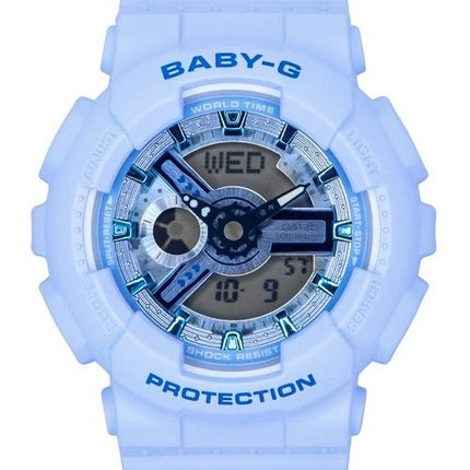 Casio Baby-G Analog-Digital-Armband mit blauem Harzarmband und blauem Zifferblatt, Quarz BA-110YK-2A, 100 M, Damenuhr