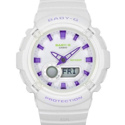 Casio Baby-G Analog-Digital-Harzarmband weißes Zifferblatt Quarz BGA-280DN-7A 100M Damenuhr