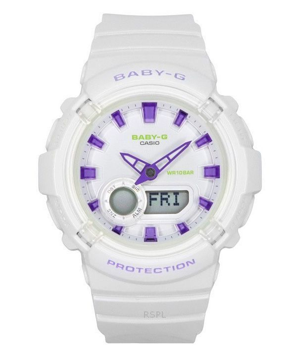 Casio Baby-G Analog-Digital-Harzarmband weißes Zifferblatt Quarz BGA-280DN-7A 100M Damenuhr