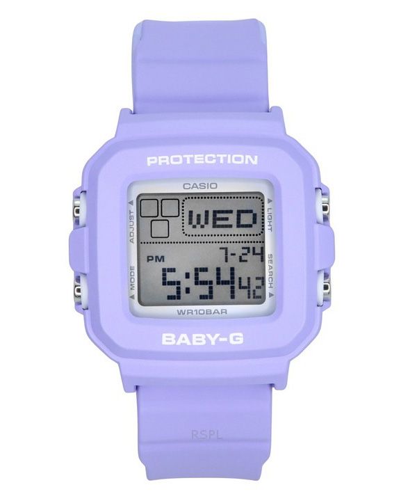 Casio Baby-G Plus Digital 30. Jahrestag Lila Harzarmband Quarz BGD-10K-6 100M Damenuhr mit speziellem Halter