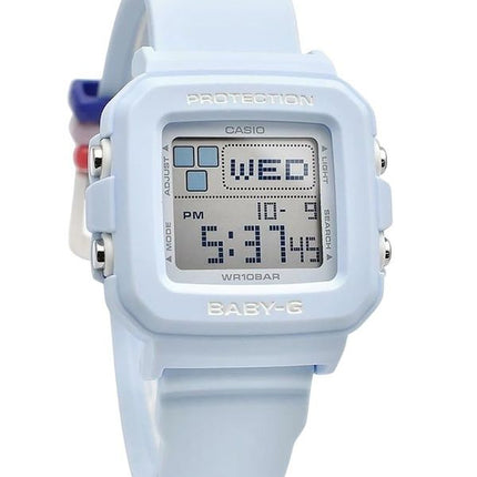 Casio Baby-G Plus Digitaluhr mit hellblauem Harzarmband, Quarz, BGD-10L-2, 100 m, für Damen mit zusätzlichen Bandschlaufen