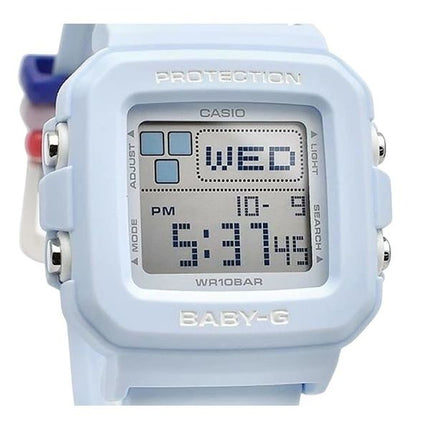 Casio Baby-G Plus Digitaluhr mit hellblauem Harzarmband, Quarz, BGD-10L-2, 100 m, für Damen mit zusätzlichen Bandschlaufen