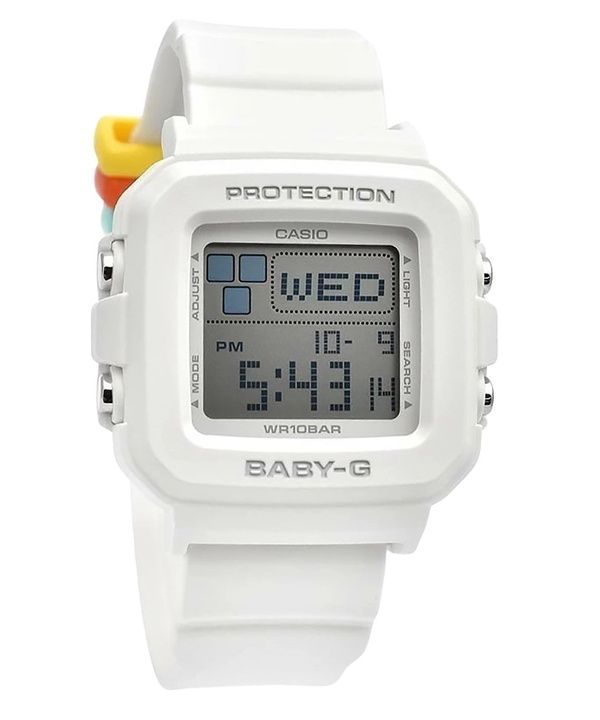 Casio Baby-G Plus Digitaluhr mit weißem Harzarmband, Quarz, BGD-10L-7, 100 m, für Damen mit zusätzlichen Armbandschlaufen