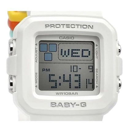 Casio Baby-G Plus Digitaluhr mit weißem Harzarmband, Quarz, BGD-10L-7, 100 m, für Damen mit zusätzlichen Armbandschlaufen