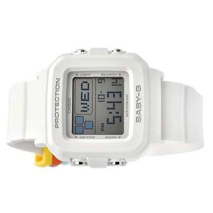 Casio Baby-G Plus Digitaluhr mit weißem Harzarmband, Quarz, BGD-10L-7, 100 m, für Damen mit zusätzlichen Armbandschlaufen