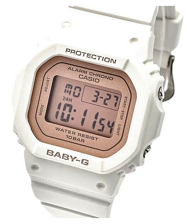 Casio Baby-G Digital Quarzuhr mit weißem Harzarmband BGD-565SC-4 100M Damenuhr