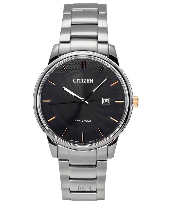 Citizen Eco-Drive Herrenuhr aus Edelstahl mit schwarzem Zifferblatt BM6977-70E