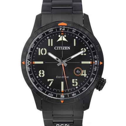 Citizen Eco-Drive Edelstahl schwarzes Zifferblatt BM7555-83E 100M Herrenuhr