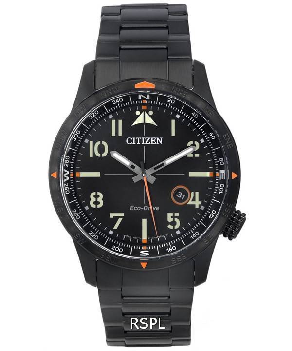 Citizen Eco-Drive Edelstahl schwarzes Zifferblatt BM7555-83E 100M Herrenuhr