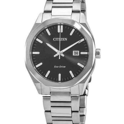 Citizen Eco-Drive Edelstahl schwarzes Zifferblatt BM7600-81E 100M Herrenuhr