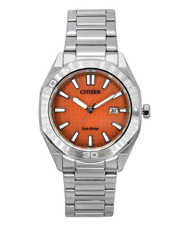 Citizen Eco-Drive Edelstahl orangefarbenes Zifferblatt BM7630-80Z 100M Herrenuhr