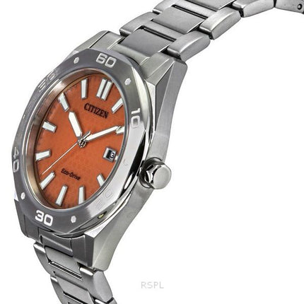 Citizen Eco-Drive Edelstahl orangefarbenes Zifferblatt BM7630-80Z 100M Herrenuhr