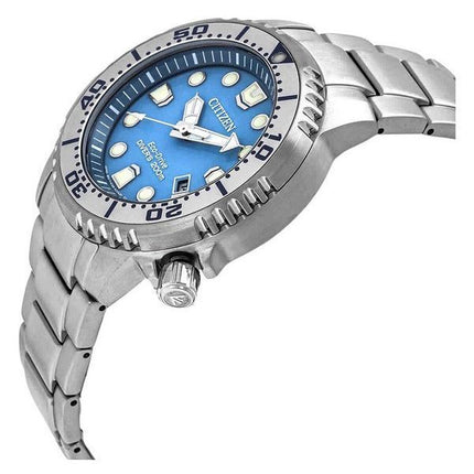 Citizen Promaster Dive Edelstahl Hellblaues Zifferblatt Eco-Drive Diver&#39,s BN0165-55L 200M Herrenuhr