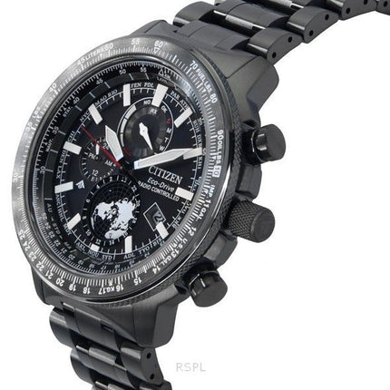 Citizen Promaster Geo Trekker Edelstahl schwarzes Zifferblatt Eco-Drive BY3005-56G 200M Herren-Fliegeruhr