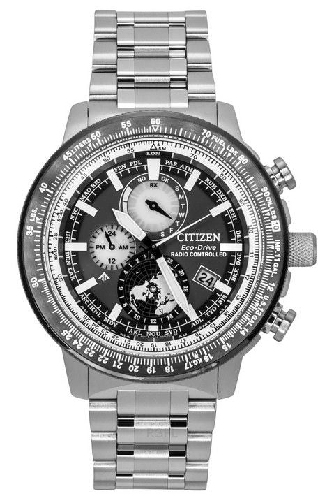 Citizen Promaster Geo Trekker Edelstahl graues Zifferblatt Eco-Drive BY3006-53H 200M Herren-Fliegeruhr