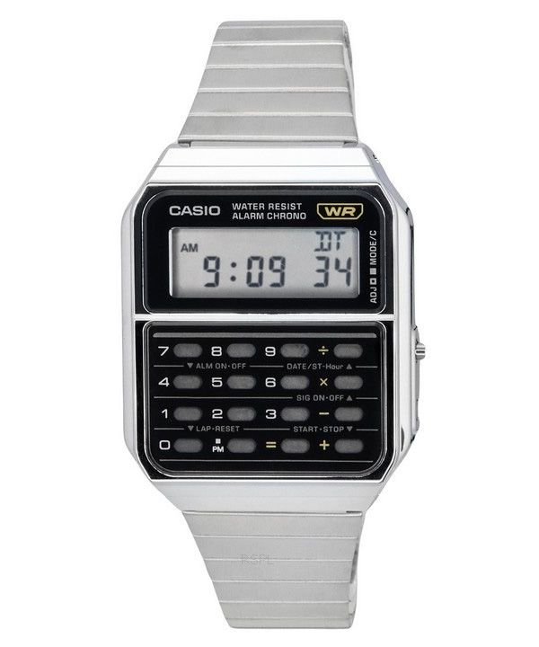 Casio Vintage Digitalrechner Edelstahl Quarz CA-500WE-1A Herrenuhr