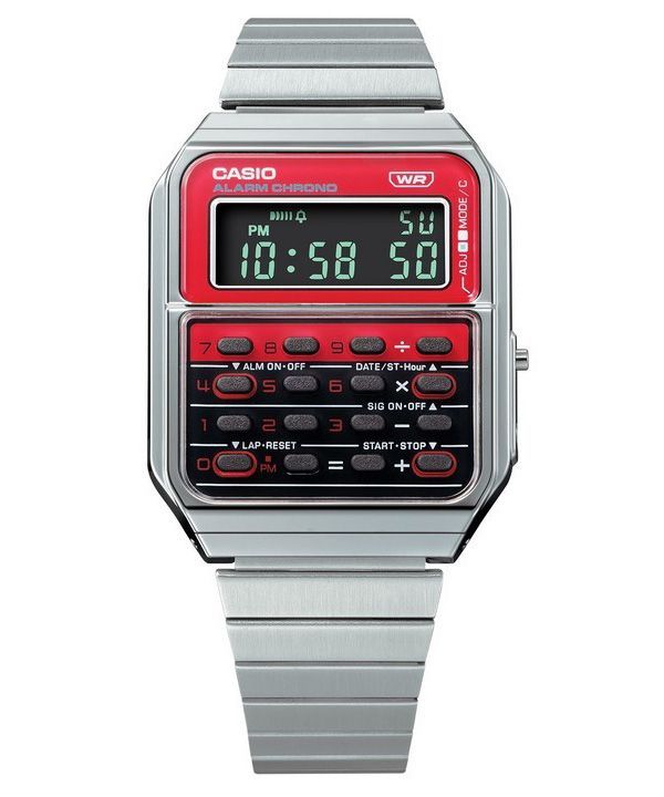 Casio Vintage Heritage Colors Digital Edelstahl Quarz CA-500WE-4B Unisex-Rechneruhr