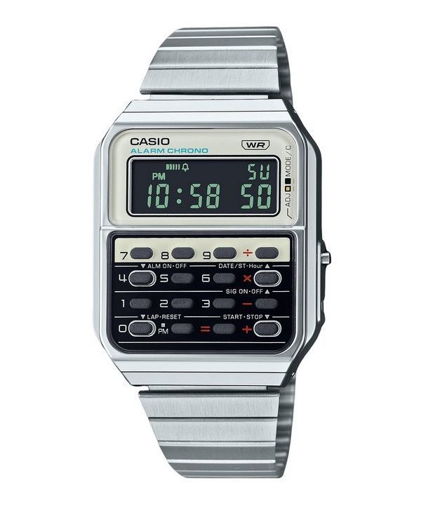 Casio Vintage Heritage Colors Digital Edelstahl Quarz CA-500WE-7B Unisex-Rechneruhr