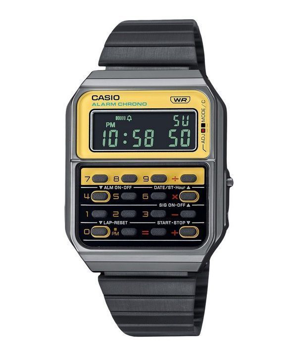 Casio Vintage Heritage Colors Digital Edelstahl Quarz CA-500WEGG-9B Unisex-Rechneruhr