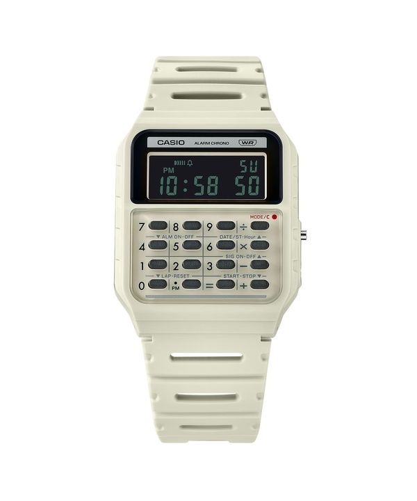 Casio POP Vintage-Taschenrechner, digital, grau, Armband aus biobasiertem Harz, Quarz, CA-53WB-8B, Unisex-Armbanduhr