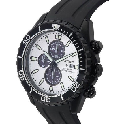 Citizen Promaster Marine Eco-Drive Chronograph, weißes Zifferblatt, Taucheruhr CA0825-05A 200M, Herrenuhr