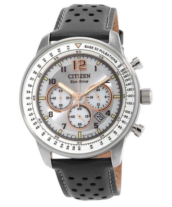 Citizen Chronograph Lederarmband graues Zifferblatt Eco-Drive CA4500-24H 100M Herrenuhr