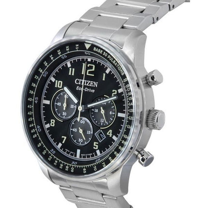 Citizen Eco-Drive Chronograph Edelstahl schwarzes Zifferblatt CA4500-83E 100M Herrenuhr