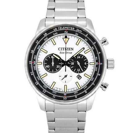 Citizen Eco-Drive Chronograph Edelstahl weißes Zifferblatt CA4500-91A 100M Herrenuhr