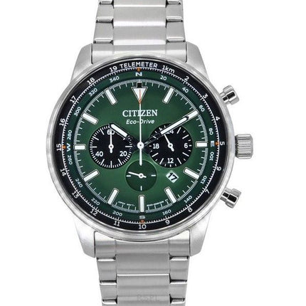 Citizen Eco-Drive Chronograph Edelstahl grünes Zifferblatt CA4500-91X 100M Herrenuhr