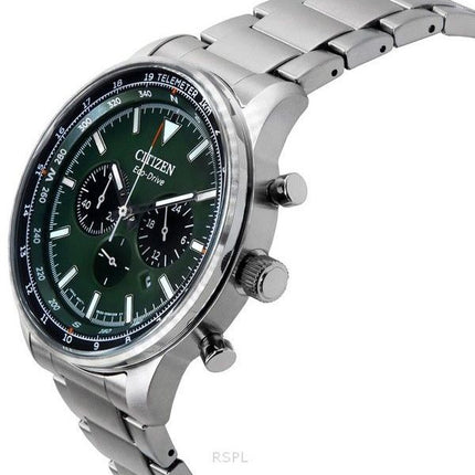 Citizen Eco-Drive Chronograph Edelstahl grünes Zifferblatt CA4500-91X 100M Herrenuhr