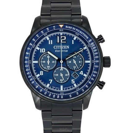 Citizen Eco-Drive Chronograph Black Ion Edelstahl Blaues Zifferblatt CA4505-80L 100M Herrenuhr