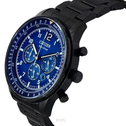 Citizen Eco-Drive Chronograph Black Ion Edelstahl Blaues Zifferblatt CA4505-80L 100M Herrenuhr