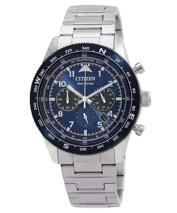 Citizen Eco-Drive Chronograph Edelstahl Blaues Zifferblatt CA4554-84L 100M Herrenuhr