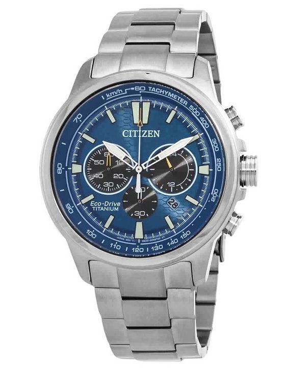 Citizen Super Titanium Chronograph, blaues Zifferblatt, Eco-Drive CA4570-88L 100M Herrenuhr