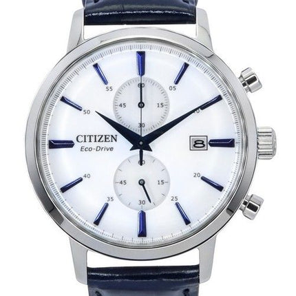 Citizen Eco-Drive Chronograph Lederarmband weißes Zifferblatt CA7069-16A Herrenuhr