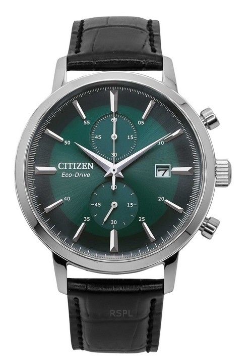 Citizen Eco-Drive Chronograph Lederarmband grünes Zifferblatt CA7069-24X Herrenuhr