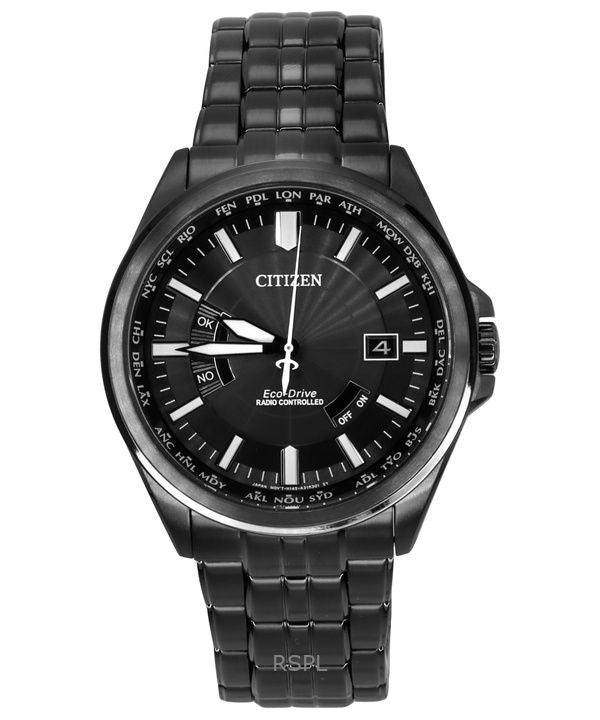 Citizen Collection Night Colour Edition Funkgesteuerte Eco-Drive Herrenuhr mit schwarzem Zifferblatt CB0294-54E 100M