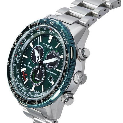 Citizen Promaster Sky AT Funk-Chronograph, grünes Zifferblatt, Eco-Drive CB5004-59W 200M, Herren-Fliegeruhr