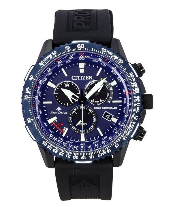 Citizen Promaster Sky AT Funkgesteuerter Chronograph, blaues Zifferblatt, Eco-Drive Diver&#39,s CB5006-02L 200M Herrenuhr