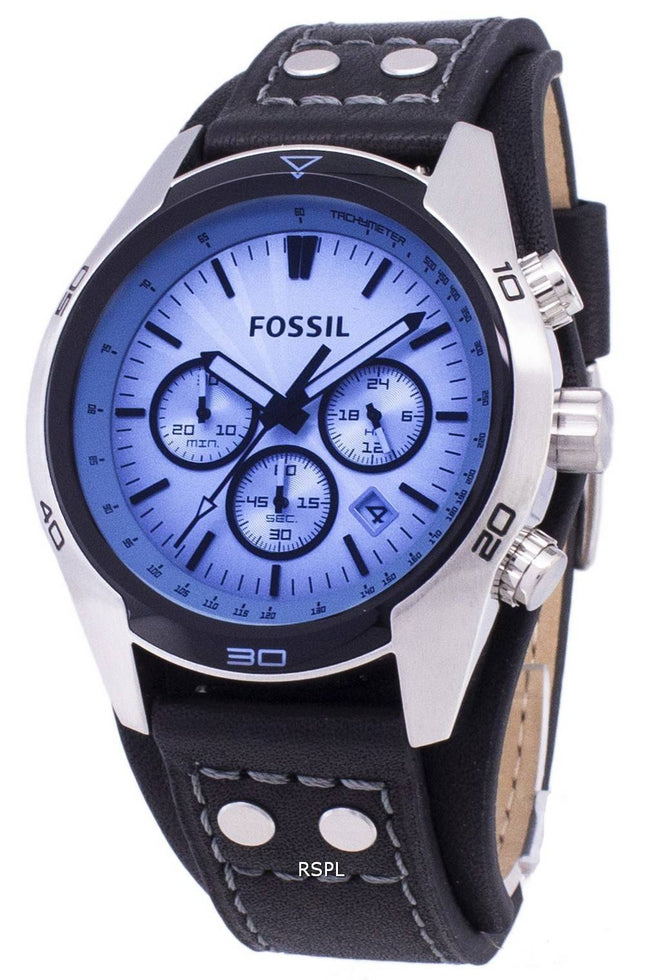 Fossil Kutscher Chronograph schwarz Leder CH2564 Herren Uhr