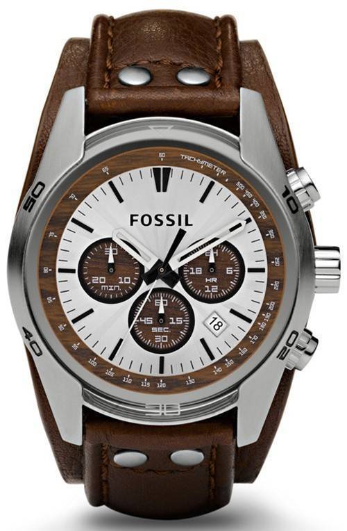 Fossilen Manschette Chronograph Tan Leder CH2565 Herrenuhr