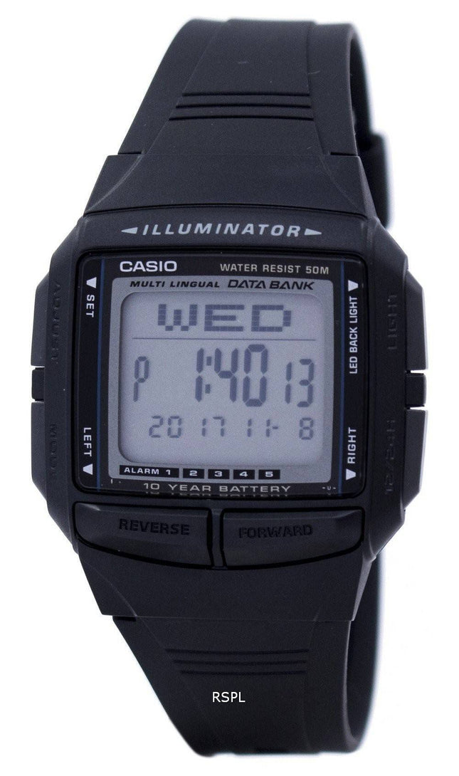 Casio Illuminator mehrsprachige Datenbank Dualzeit Digital DB-36-1AV Herrenuhr