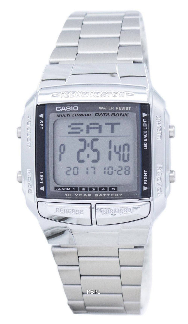 Casio Data Bank Illuminator Dualzeit Alarm Digital DB-360-1A Herrenuhr