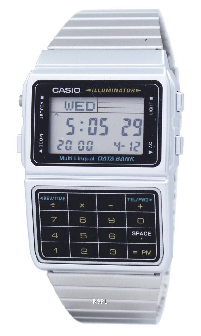 Casio Digital Edelstahl Daten Bank mehrsprachige DBC-611-1DF DBC-611-1 Herrenuhr