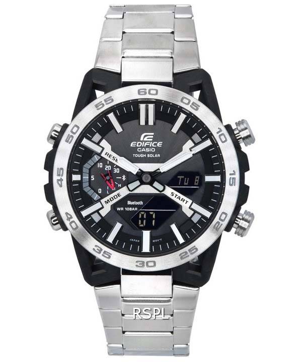 Casio Edifice Sospensione Mobile Link Schwarzes Zifferblatt Solar ECB-2000D-1A ECB2000D-1 100M Herrenuhr