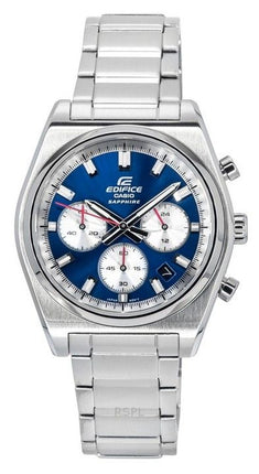 Casio Edifice Analog Chronograph Edelstahl Blaues Zifferblatt Quarz EFB-730D-2AV 100M Herrenuhr