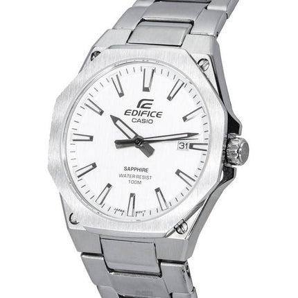 Casio Edifice Edelstahl weißes Zifferblatt Quarz EFR-S108D-7A EFRS108D-7 100M Herrenuhr